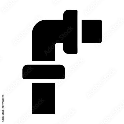 Black silhouette of plumbing pipe and elbow fitting