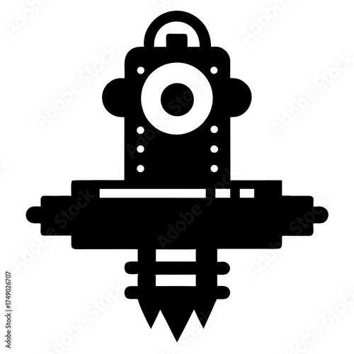 Industrial machine part silhouette with gears and pipes