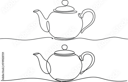Teapot Line Art Minimalist Vector Illustration.