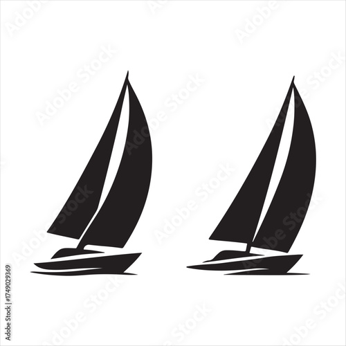 Sailboat vector silhouette sketch art logo illustration