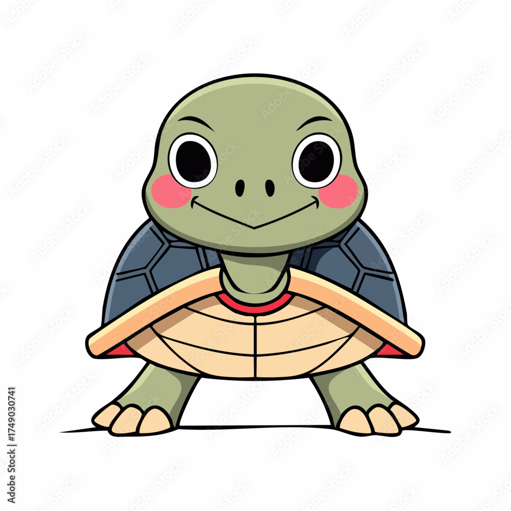 Obraz premium Smiling turtle character with transparent background