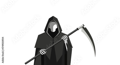 Grim Reaper with Scythe Symbol of Death and Mortality.