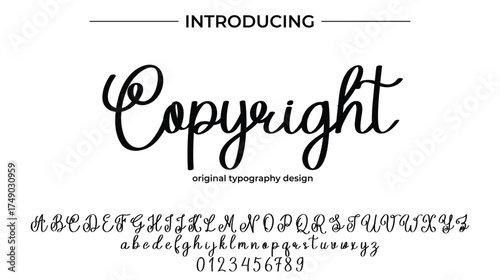 Copyright Font Stylish brush painted an uppercase vector letters, alphabet, typeface