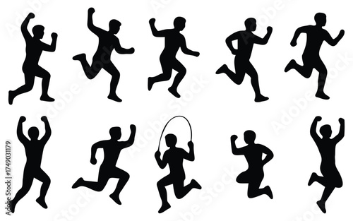 Dancing Figure Silhouette – people moving rhythmically, energetic dance poses, fun activity vector illustration