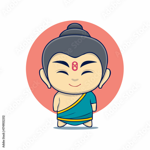 Cute Buddha character with transparent background