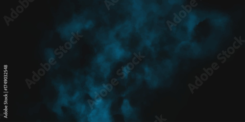 fog or mist transparent effect isolated on dark background. blue smoke on black background. Aquamarine powder explosion on black background. Colorful dust explode. 