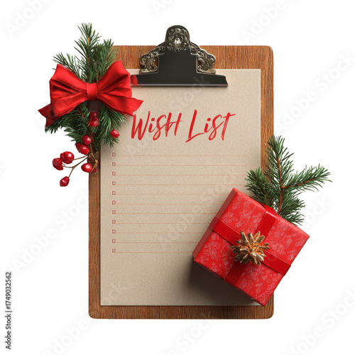 Festive Holiday Wish List Clipboard