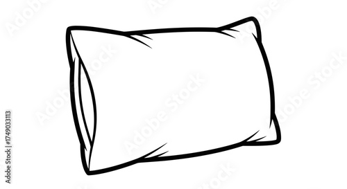 Blank white pillow in simple outline style on transparent background  