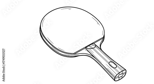 Table tennis paddle illustration in simple line art style  