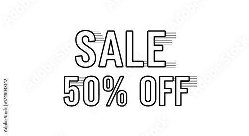 Promotional sale banner with 50% off discount offer  