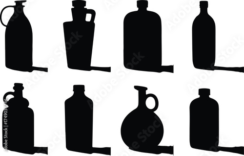 Set of antient alcohol bottle with shadow