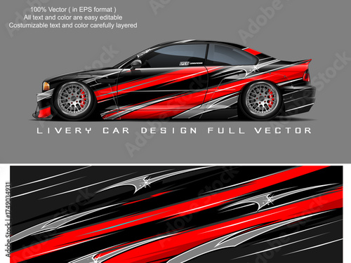 car livery graphic vector. abstract grunge background design for vehicle vinyl wrap and car branding	