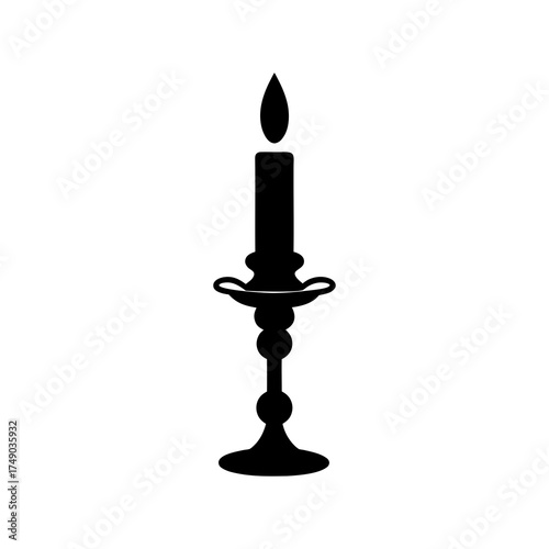 Candle holder silhouette vector on white background