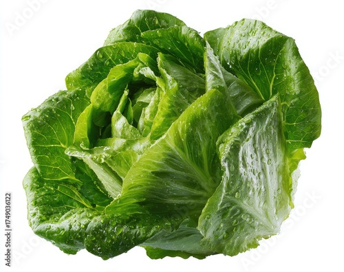 Fresh, vibrant head of crisp green lettuce