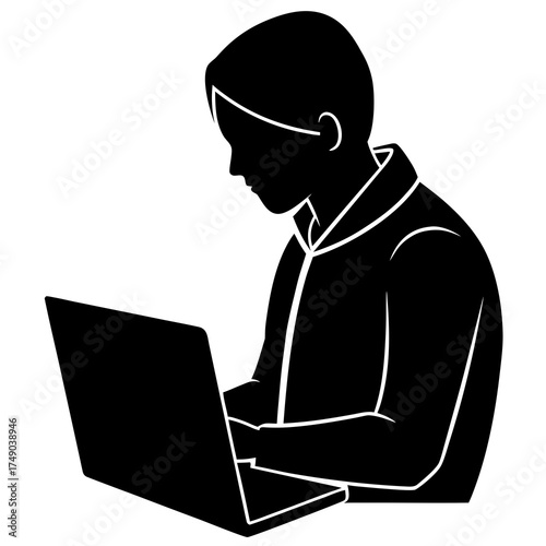 silhouette of a man with laptop