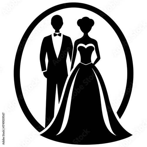 silhouette of bride and groom