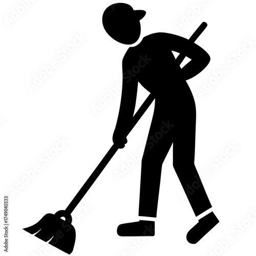 illustration of a man with vacuum cleaner
