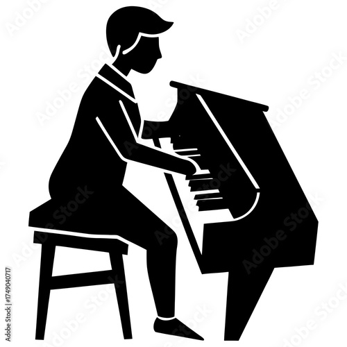 piano player silhouette
