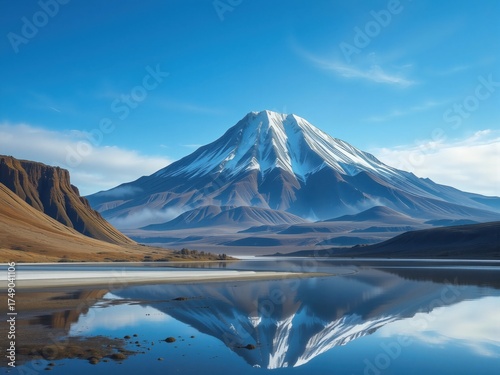 Snow-Capped Mountain Reflected in Calm Lake