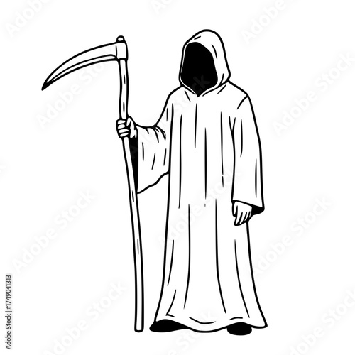 Grim reaper with scythe Halloween illustration