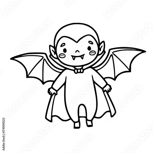 Cute little vampire boy Halloween coloring