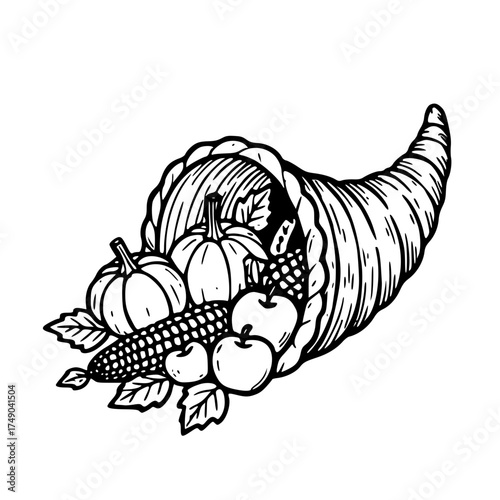 Harvest cornucopia horn of plenty