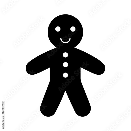 Gingerbread man silhouette vector on white background
