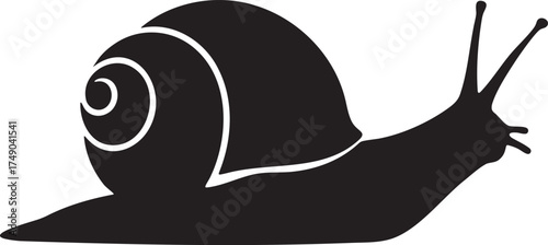 Snail with Shell simple black silhouette illustration