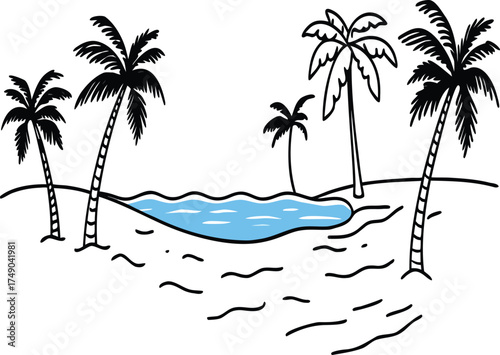 vector illustration of a tropical island