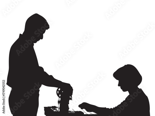 Silhouette of a pregnant woman in black and white illustration style