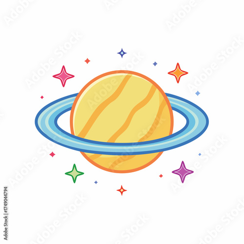 Simple Planet Icon Line Art