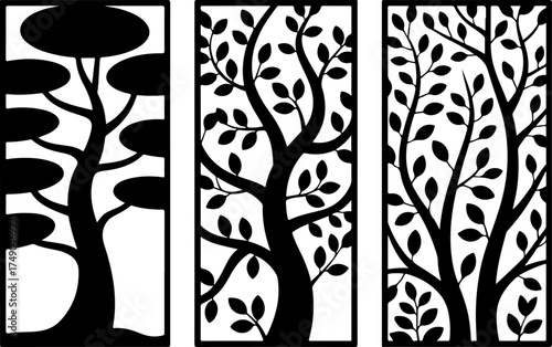 Modern Laser Cut Tree Panels wall decor