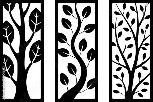 Modern Laser Cut Tree Panels wall decor