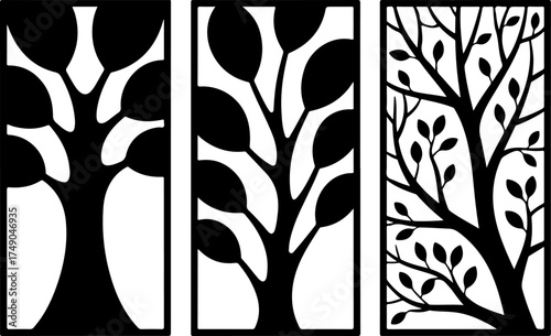 Modern Laser Cut Tree Panels wall decor