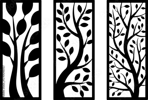 Modern Laser Cut Tree Panels wall decor