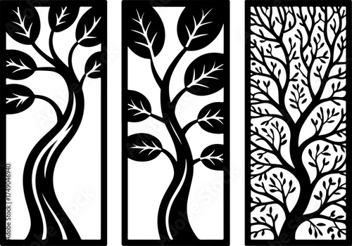 Modern Laser Cut Tree Panels wall decor