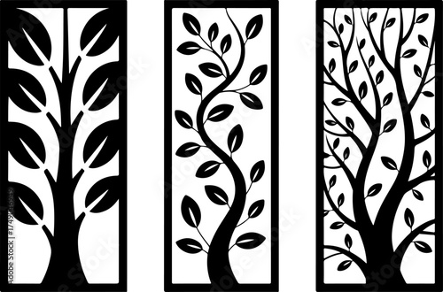 Modern Laser Cut Tree Panels wall decor
