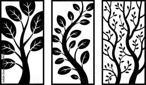 Modern Laser Cut Tree Panels wall decor