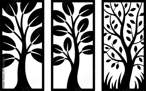Modern Laser Cut Tree Panels wall decor