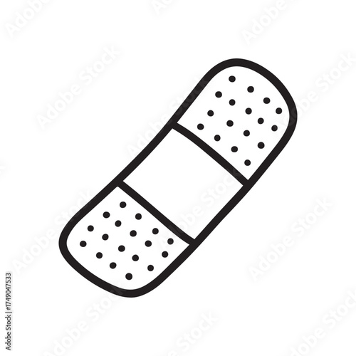 Cute Doodle Bandage Outline with Rounded Edges Line Art Design. 