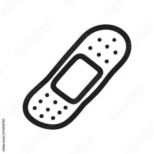 Cute Doodle Bandage Outline with Rounded Edges Line Art Design. 