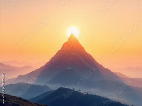 Wallpaper Mural 
keyword: sunrise, mountain, peak, sun, sky, golden, light, horizon, landscape, nature, view, Torontodigital.ca
