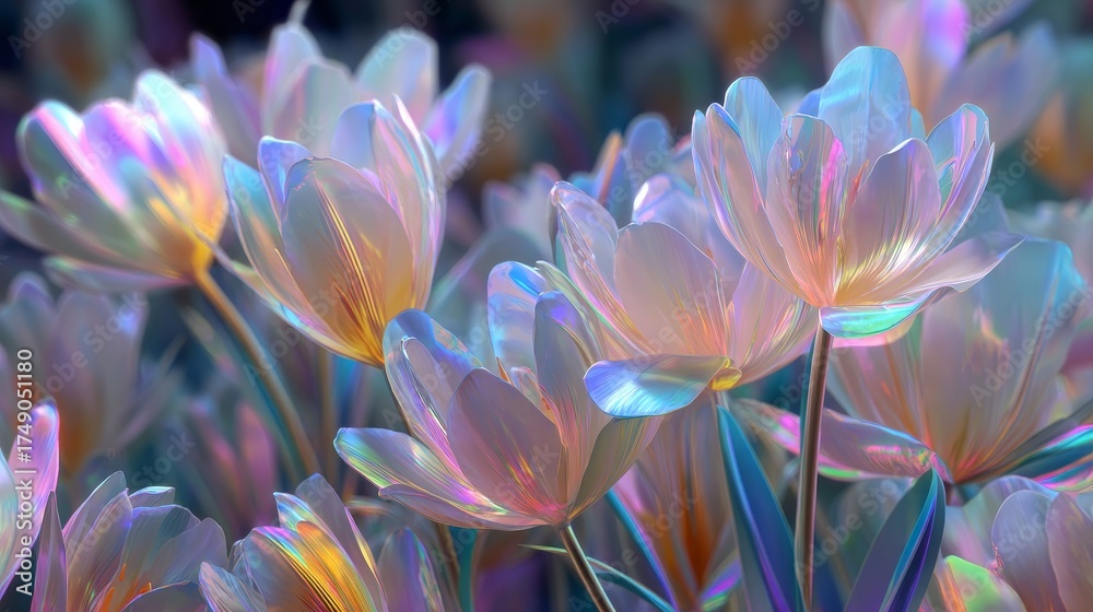 Fototapeta premium A hologram bouquet of tulips. hologram.