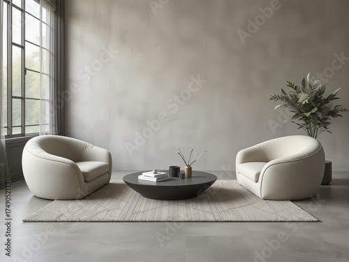 Wallpaper Mural 
keyword: living room, interior design, minimalist, modern, furniture, chair, sofa, table, rug, p Torontodigital.ca