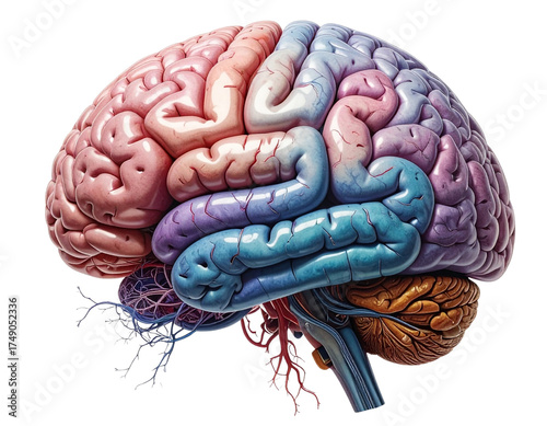 Detailed Human Brain Close-Up Showing Structure and Texture for Medical or Educational Use