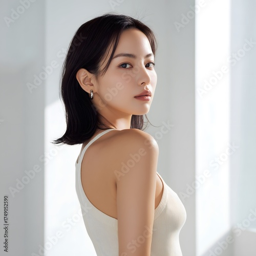 Portrait of a Serene Asian Woman with Natural Beauty _ai_generated