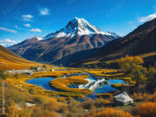 Wallpaper Mural 
keyword: mountain, peak, snow, valley, autumn, landscape, nature, sky, cloud, lake, water,  Torontodigital.ca