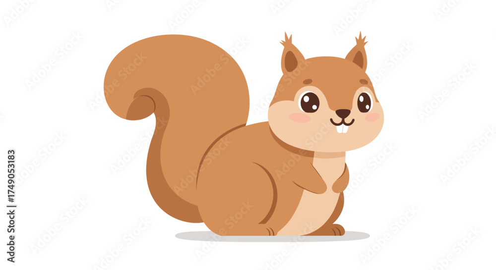 Fototapeta premium Cartoon Squirrel with Bushy Tail and Cute Features