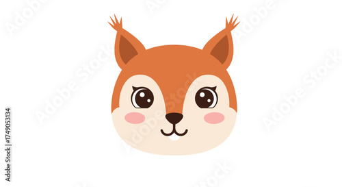Cartoon Squirrel Face with Large Eyes and Tufted Ears