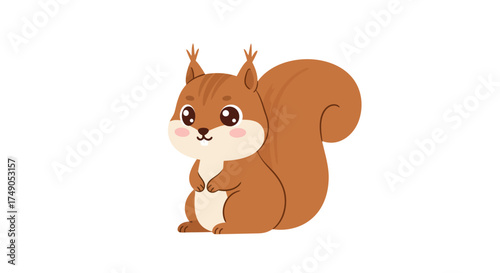 Cartoon Squirrel with Bushy Tail and Rosy Cheeks Illustration